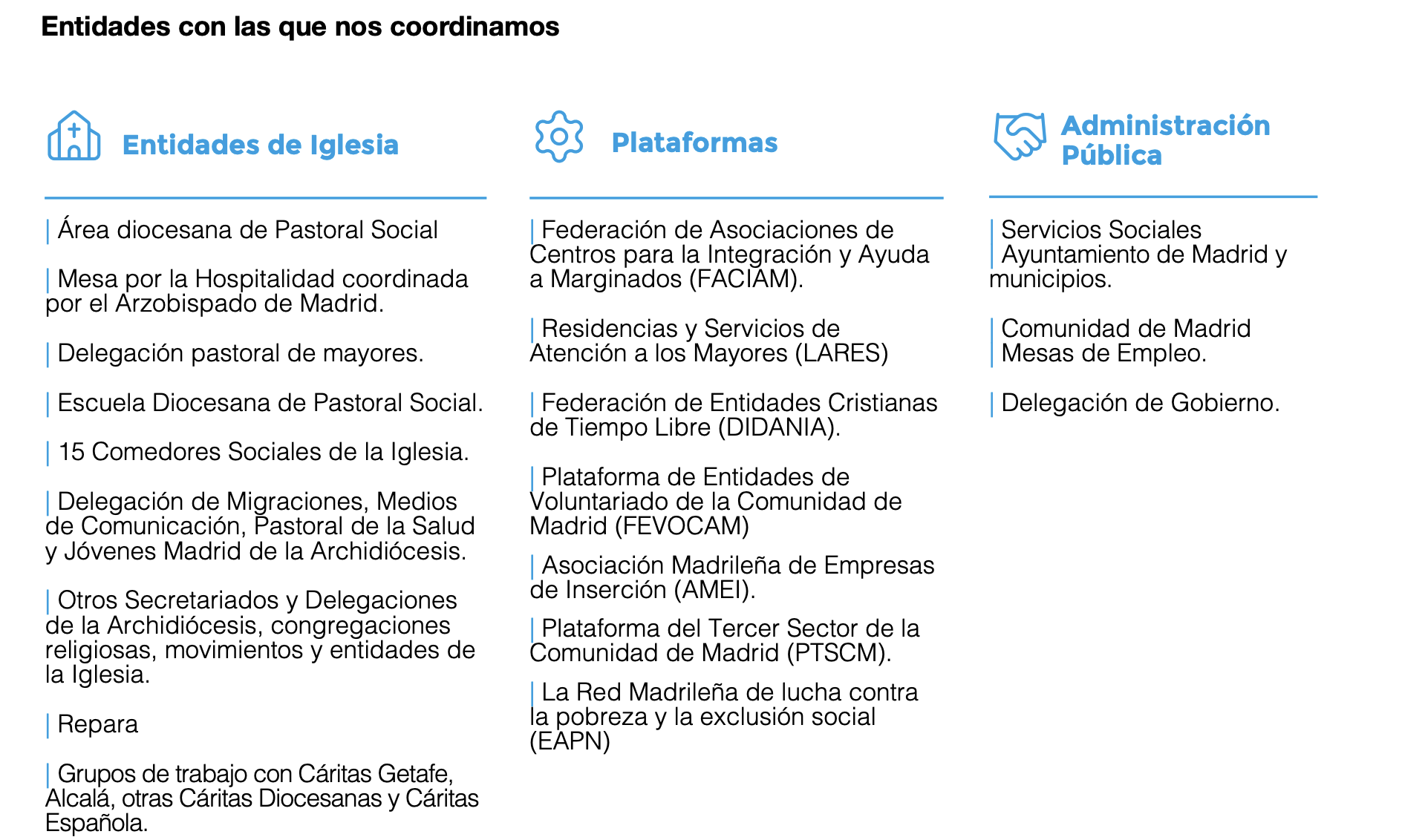 Entidades con las que nos coordinamos
