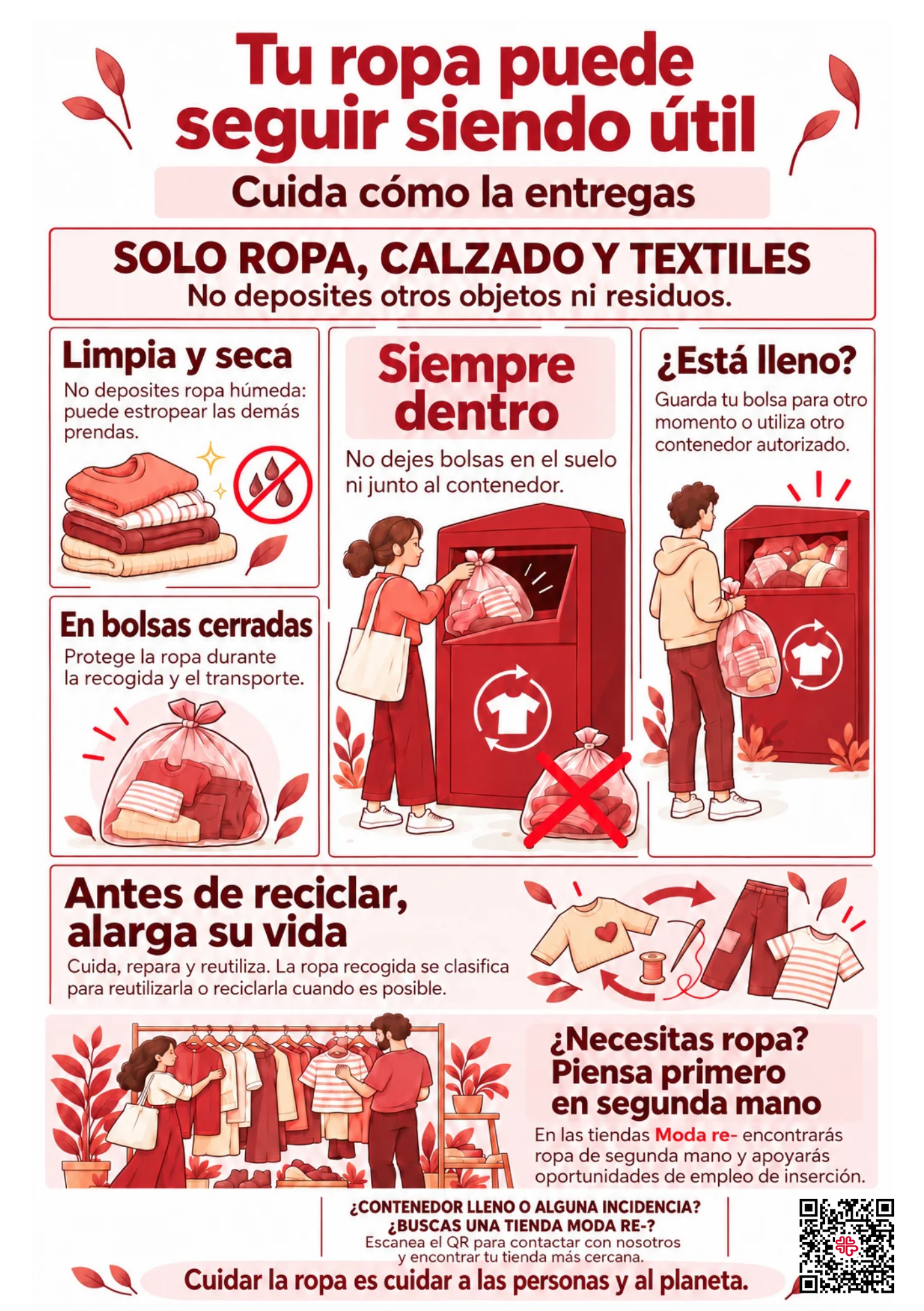 Infografía: cómo depositar ropa, calzado y textiles en los contenedores de Moda re-
