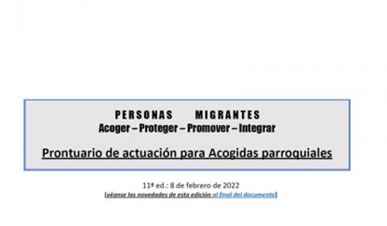 Prontuario de actuación para Acogidas parroquiales, inmigración